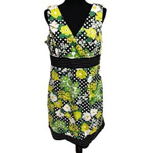 DBY ltd Womens Sz 16‎ babydoll floral daisy dots Dress Empire Waist Stretch bold